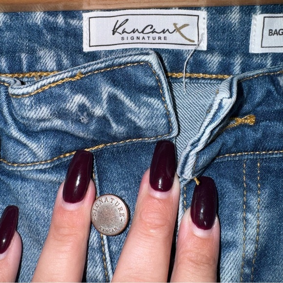 NEW KANCAN Baggy Fit Stretch Ankle Jeans High Rise Button Fly Acid Wash Size 25 - Picture 4 of 13